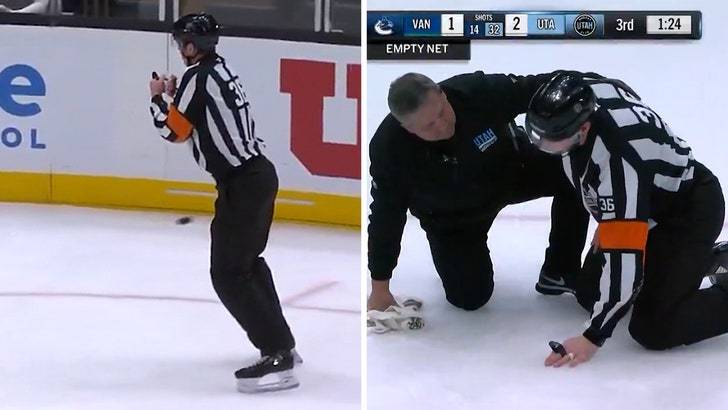 Айс, айс, бэйби! 🏒 Судья НХЛ словил шайбу в самое "достоинство"! 🙈 (Фото: 1)