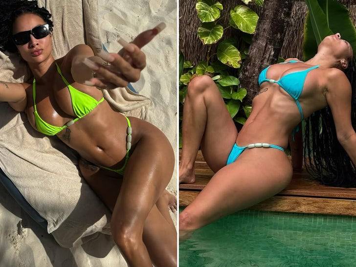 Драя Мишель взорвала сеть неоновыми бикини в свои 40! 👙🔥 (Фото: 1)