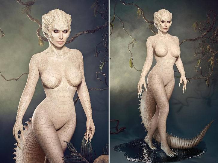 Ким Кардашьян – альбинос аллигатор! 🐊😱 Шокирующий Хэллоуин Ким! (Фото: 1)
