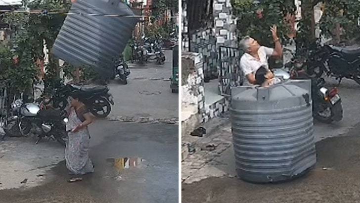 Женщина чудом выжила, когда на неё упал водонапорный бак! 🤯 (Фото: 1)