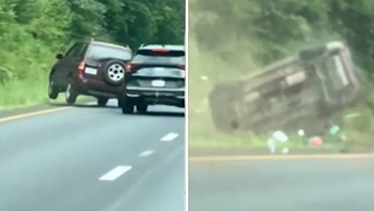 Фото: Лихач устроил акробатический этюд на трассе и выжил! 😱🚗💥 - Фото 1