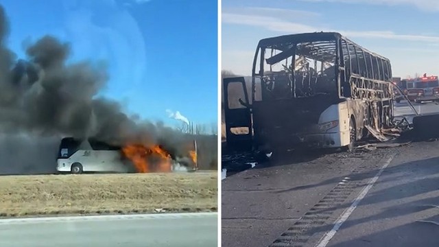 Баскетбольный автобус сгорел дотла! 🔥 Чудом никто не пострадал!