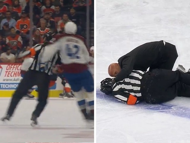 Судья НХЛ в больнице после страшного столкновения с игроком!  🤕