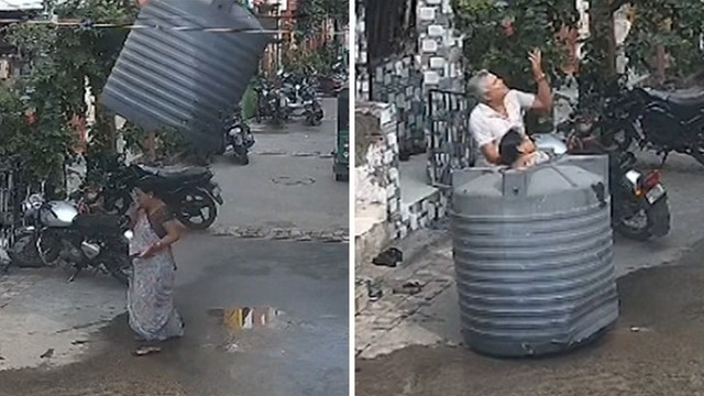 Женщина чудом выжила, когда на неё упал водонапорный бак! 🤯